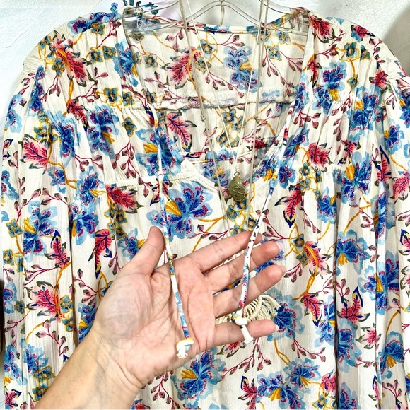 Sweet prairie floral boho blouse w cottage core/folk/peasant vibe - Picture 2 of 12